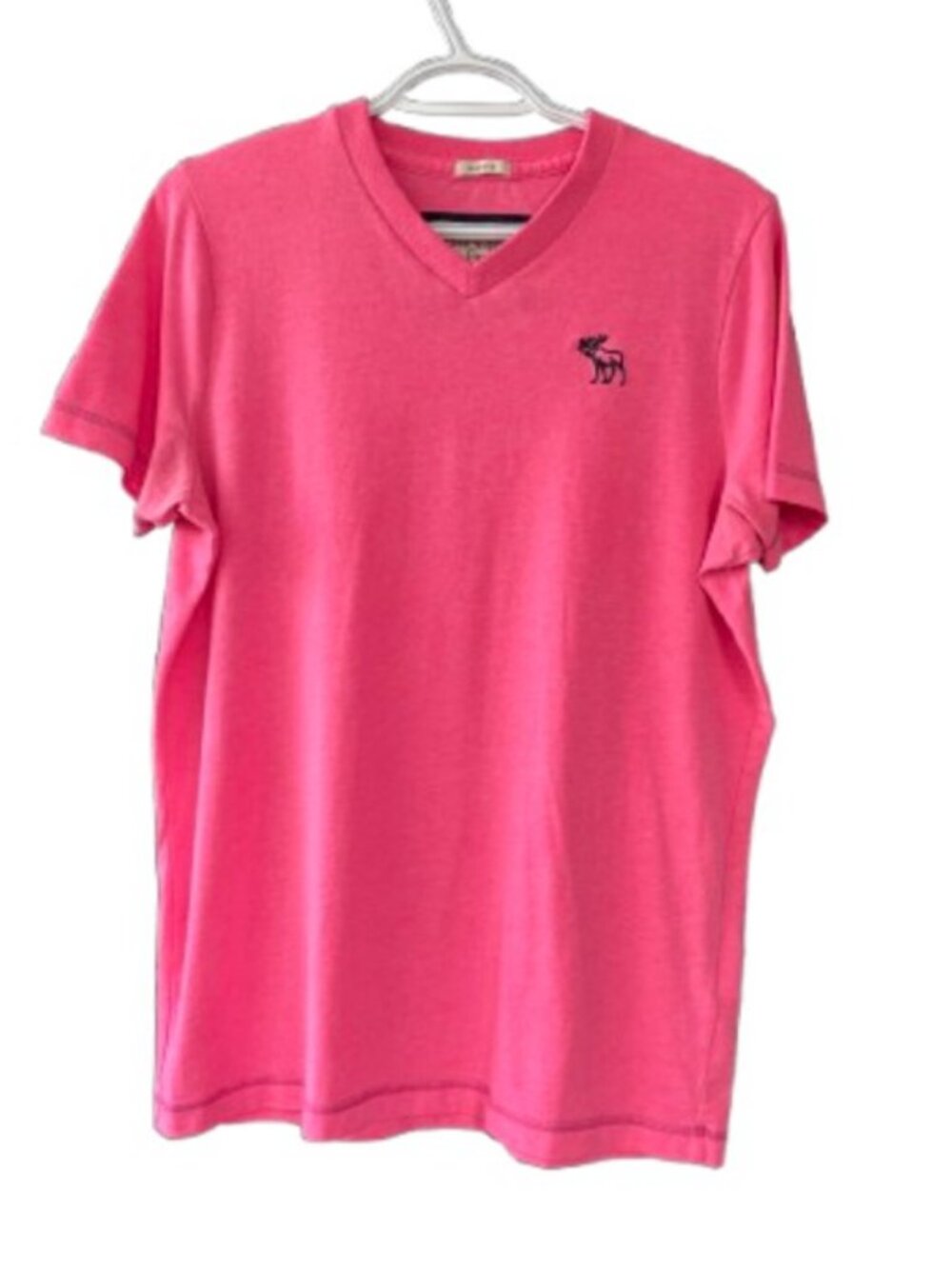 Abercrombie & Fitch vintage Muscle fit V-neck moose shirt pink women's size L